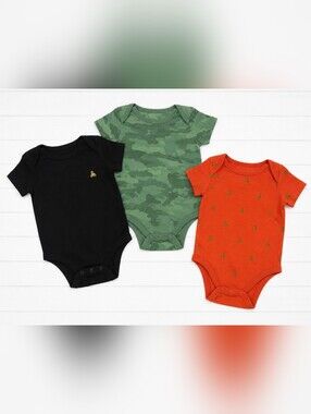 3-Pack Baby GAP One-Piece Bodysuits - Black, Green Camo & Brannan Bear Red